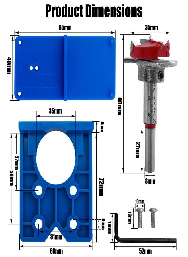 YUISI Door Hinge Jig, 35mm Hinge Hole Drilling Guide Locator Hinge Drilling Jig Hinges for Woodworking & Cabinet - Image 2